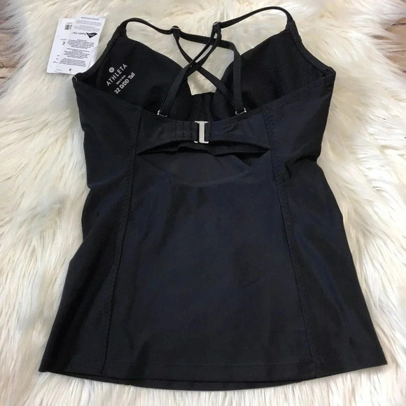 Athleta Size 32D Black KAIMANA Wired Tankini Swim Top NEW! - Picture 4 of 6